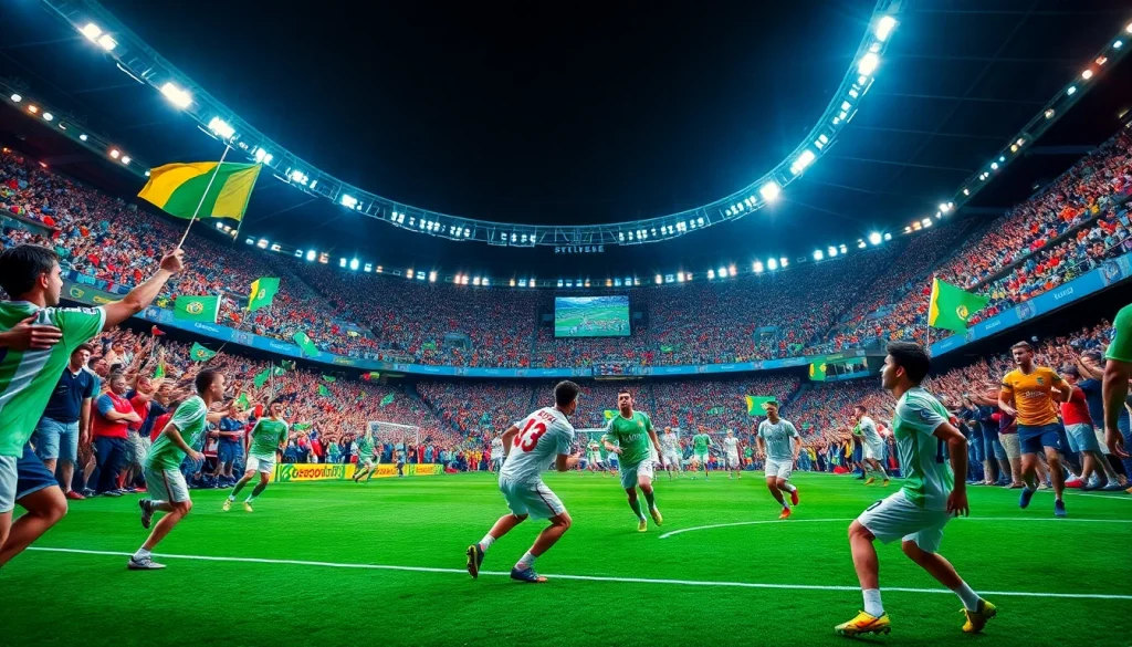 Soccer fans engaged in a thrilling match, showcasing the energy of socolive.com.co's live streaming experience.