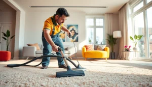 Efficient carpet cleaning roseville ca with a technician restoring vibrant carpets in a modern setting.
