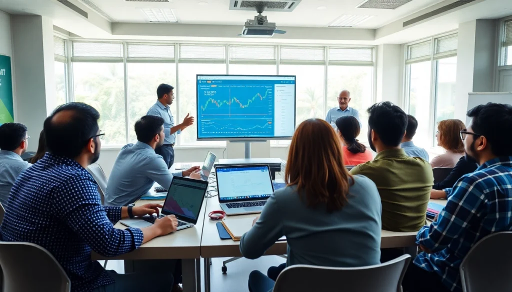 Engaged learners at the stock market institute in Kerala, Trade Max Academy, mastering trading skills.