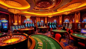 Experience the thrill of gaming at RR88's luxurious casino environment.