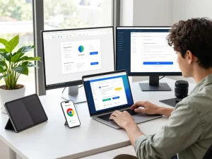 Seamless谷歌浏览器 navigation on laptop in modern workspace