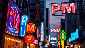 Illuminate your space with eye-catching pm signs that enhance urban environments.