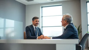 Grand Junction Personal Injury Lawyer consulting with a client in a modern office.