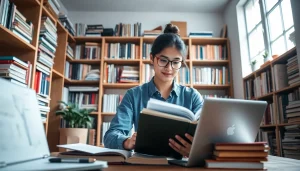 Enhance your exam help strategy with a student focused on study materials in a cozy workspace.