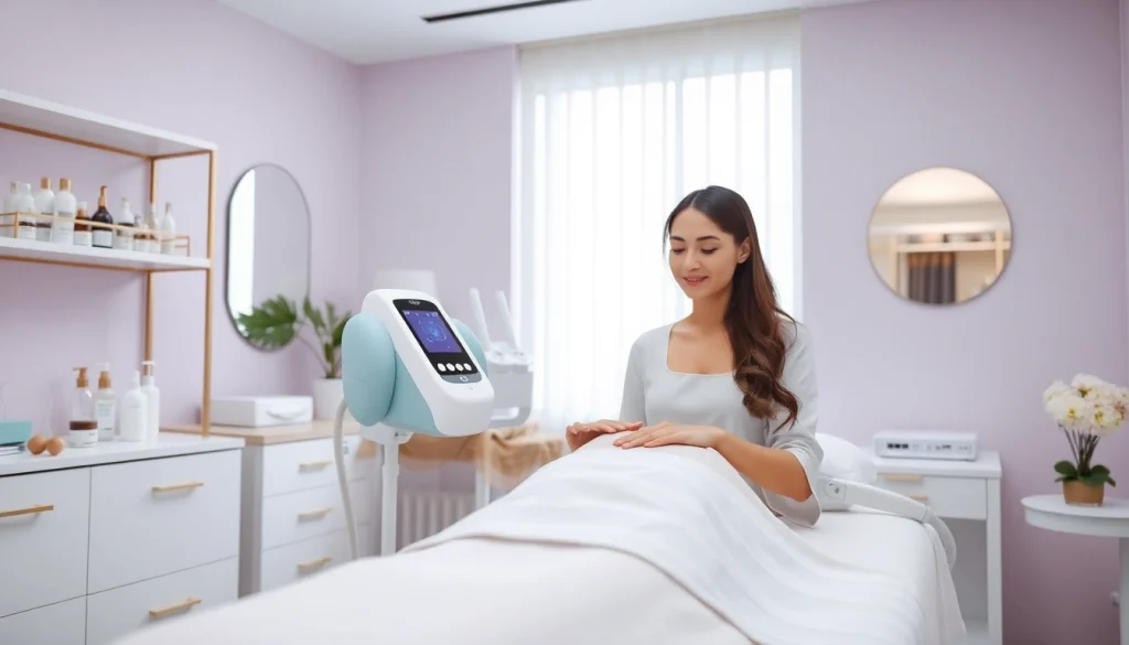 What is the best cavitation machine in a modern beauty salon setting, showcasing a professional treatment.