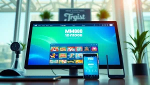 MM88 online betting platform interface on desktop and mobile devices, showcasing user-friendly design.