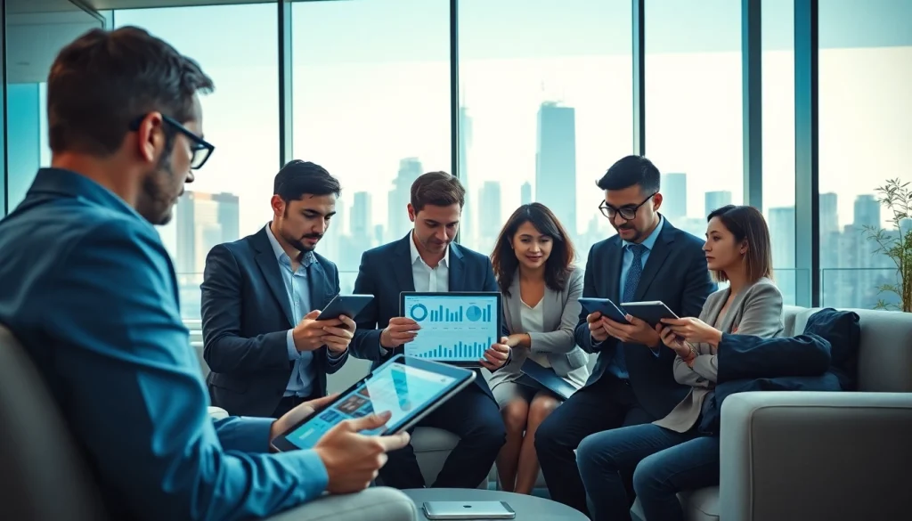 Analyze competitive intelligence faqs with a team in a bright modern office setting.