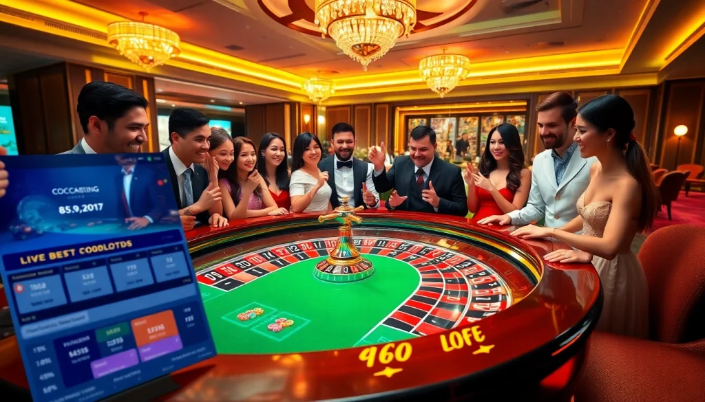 kg88 players engage in thrilling roulette bets at a vibrant casino table.