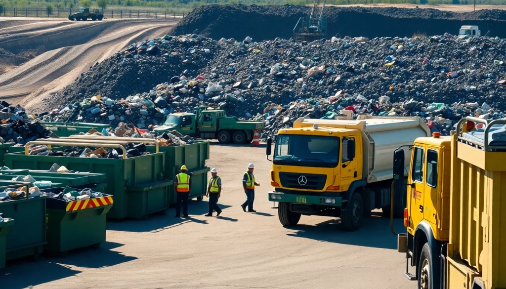 Managing waste at the Bonnyville dump with organized disposal bins and energetic workers.