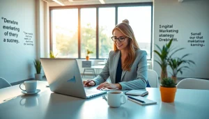 Brightet strategy session with a professional woman in a modern office.