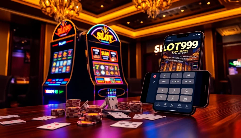 SLOT99 slot machine featuring vibrant LED jackpot display and online slot gameplay action