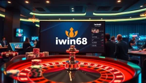 Iwin68 players engage in thrilling online betting at a luxurious casino interface.