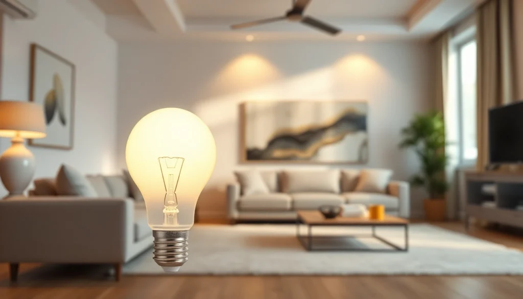Showcasing the brilliance of an a19 led bulb in a stylish modern living room.