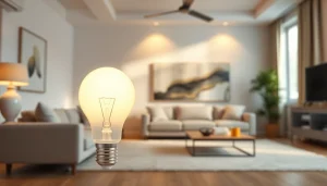 Showcasing the brilliance of an a19 led bulb in a stylish modern living room.