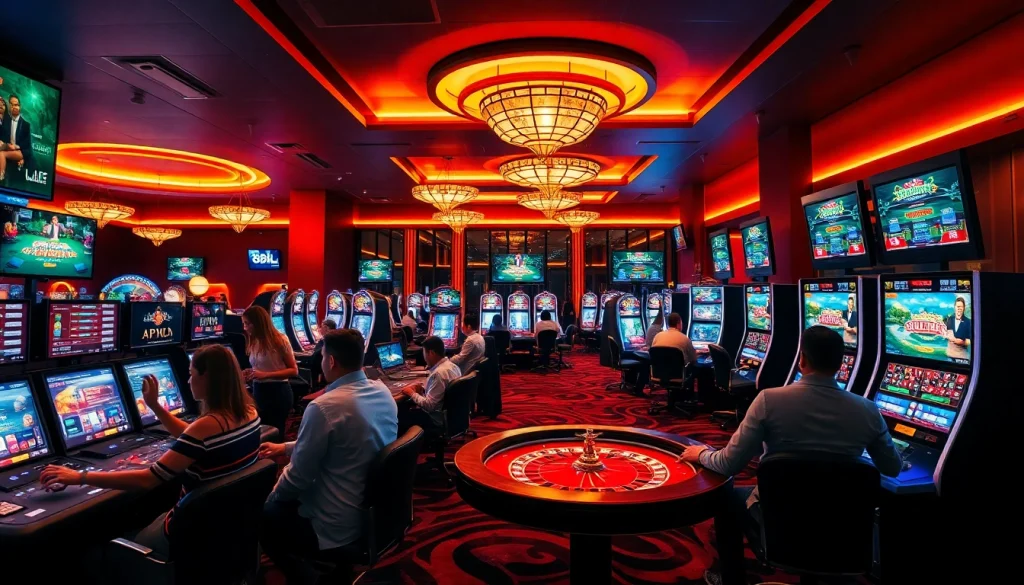 88clb vibrant online casino atmosphere with players enjoying blackjack and slots.