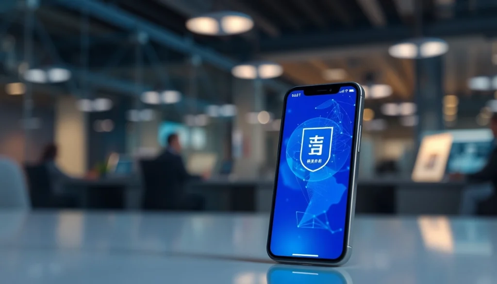 在现代办公室环境中，智能手机显示的快连下载应用界面