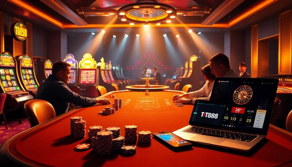 Experience the thrill of winning with a vibrant poker scene showcasing https://tr88.work/ and casino excitement.