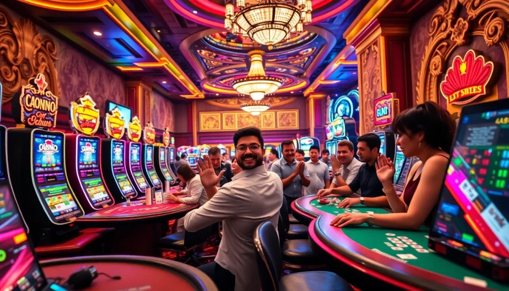 Pengunjung merayakan kemenangan di kasino dengan hoki77, bermain dengan chip berwarna cerah dan antusias.
