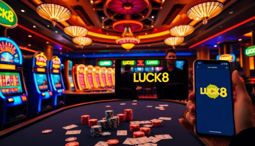 Experience thrilling gameplay at LUCK8 casino with vibrant tables and exciting gambling action.