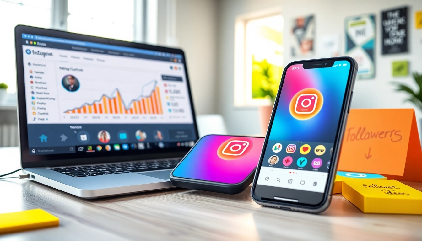 インスタ フォロワー 購入に関する成長解析ダッシュボードとスマホの印象的な画像