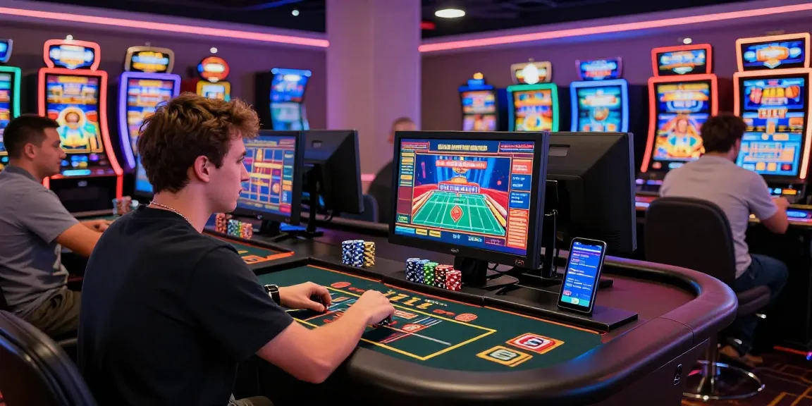 Engaged player at credit card casinos experiencing vibrant online gambling atmosphere.