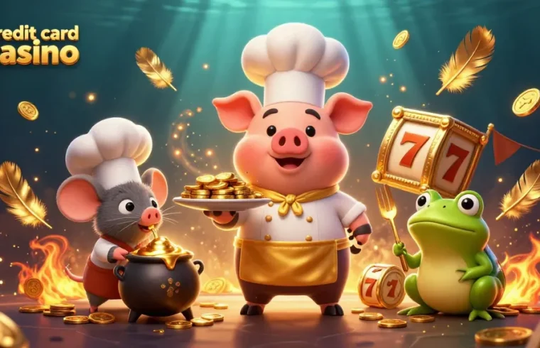 Engage in thrilling action at a credit card casino with gourmet treasures and game excitement.