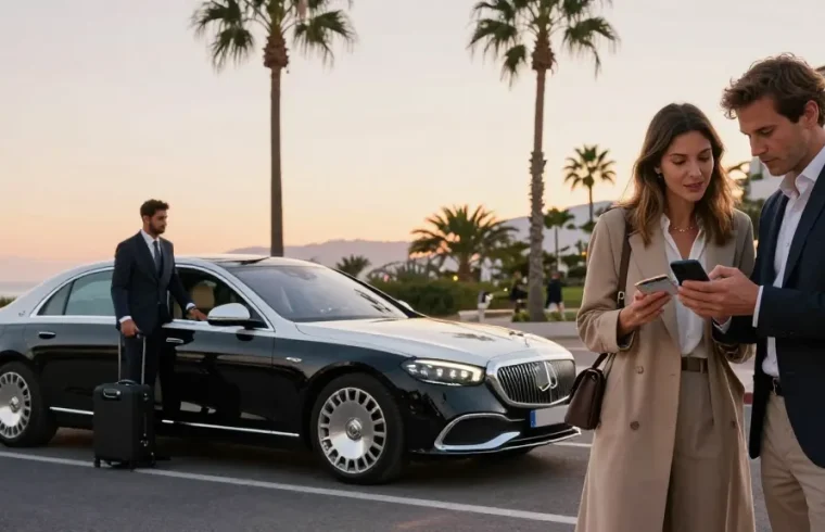 Transfert privé Nice Saint-Tropez - chauffeur élégant attendant à l'aéroport de Nice pour un transfert premium vers Saint-Tropez