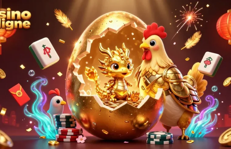 Obtenez de grands gains sur un casino en ligne avec un dragon d'or et des éléments de jeu captivants.